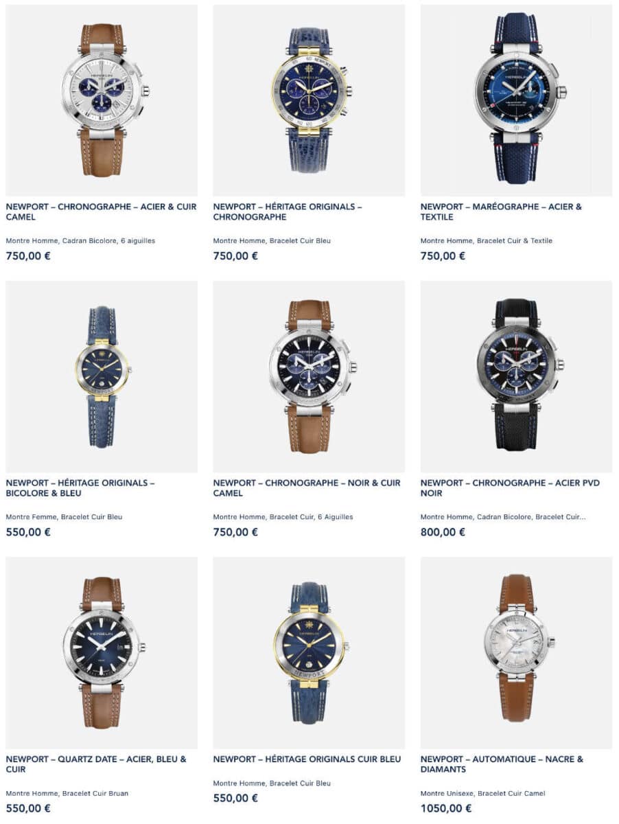 Chez Herbelin, une même référence de montre (ici la Newport) peur se décliner en plusieurs centaines de variations de coloris, finitions, tailles... L'IA est une précieuse aide dans ce contexte.